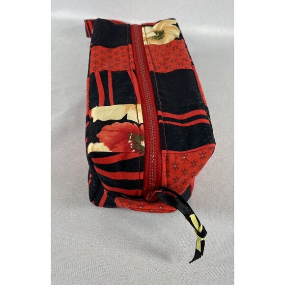 SOKA Mini Cosmetic Bag Minimalist Purse Handmade Rectangular Red & Black New! - Picture 6 of 10